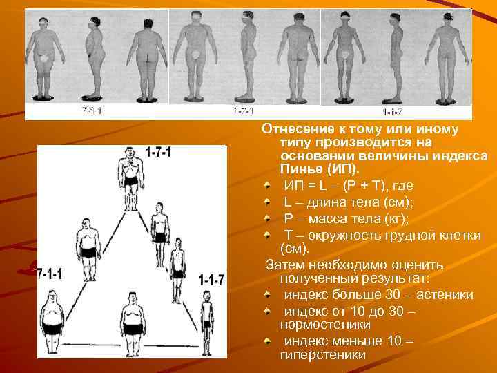 Отнесение к тому или иному типу производится на основании величины индекса Пинье (ИП). ИП