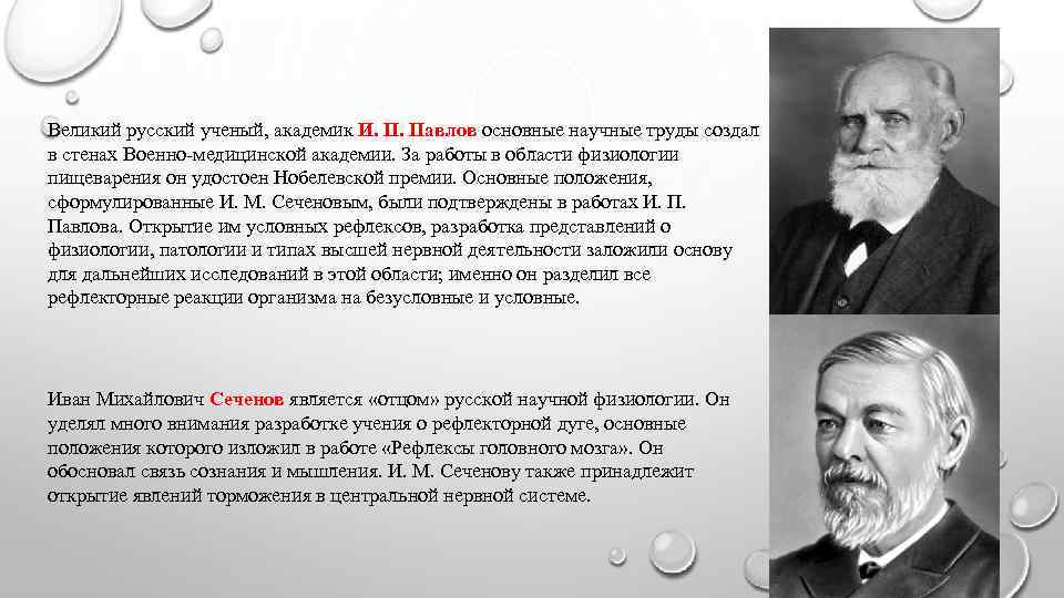 Русский ученый создавший учение о. И М Сеченов и и п Павлов. Сеченов и Павлов вклад. Учение Павлова и Сеченова. И М Сеченова и п Павлова ученые.