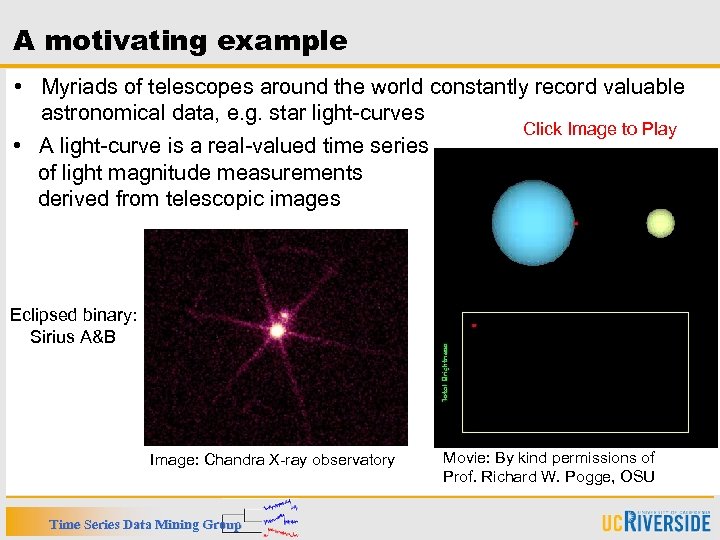 A motivating example • Myriads of telescopes around the world constantly record valuable astronomical