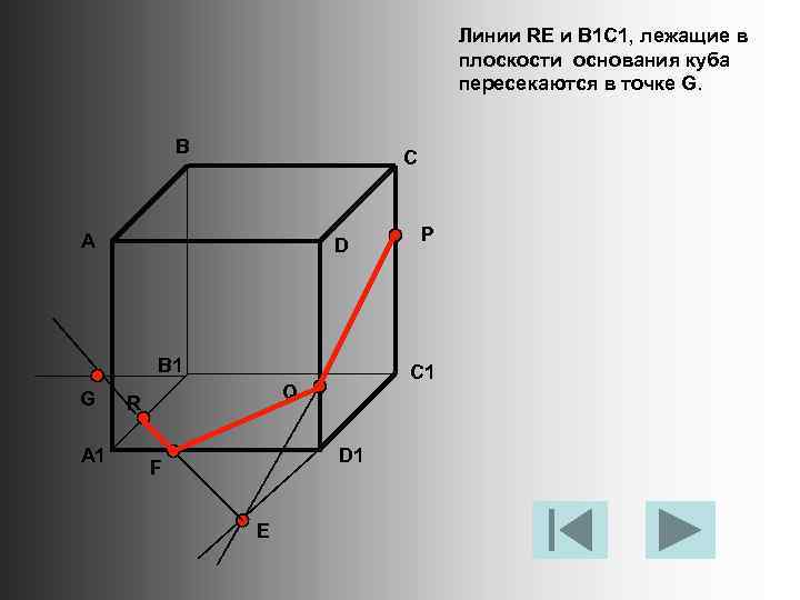 Линии RE и B 1 C 1, лежащие в плоскости основания куба пересекаются в