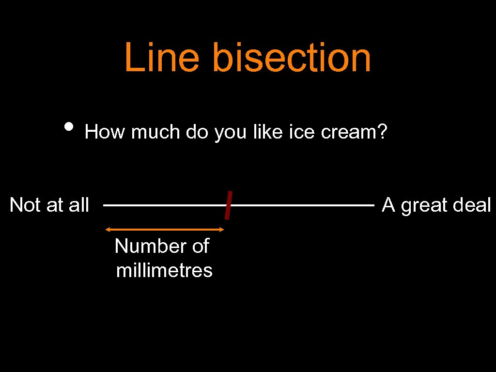 Line bisection • How much do you like ice cream? Not at all A