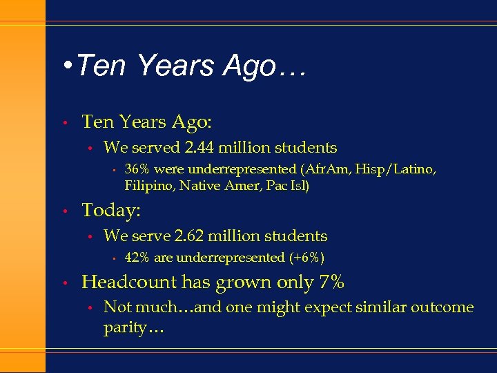  • Ten Years Ago… • Ten Years Ago: • We served 2. 44