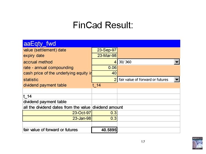 Fin. Cad Result: 17 