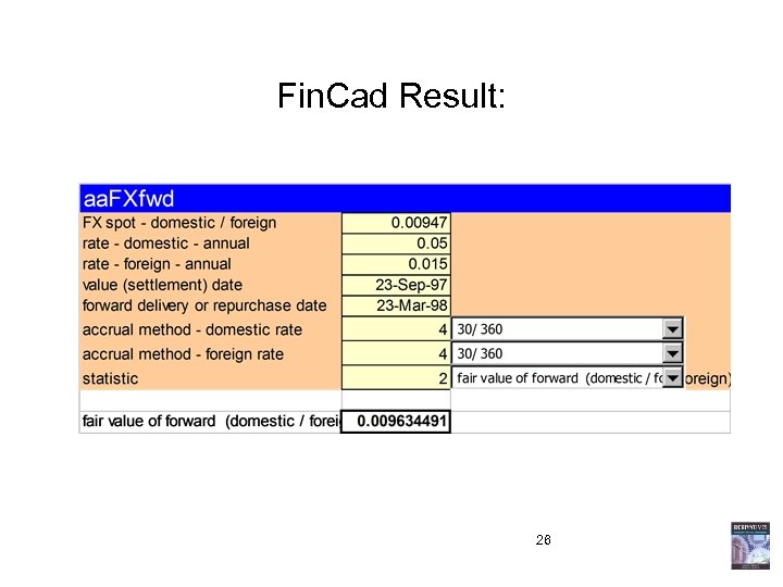 Fin. Cad Result: 26 