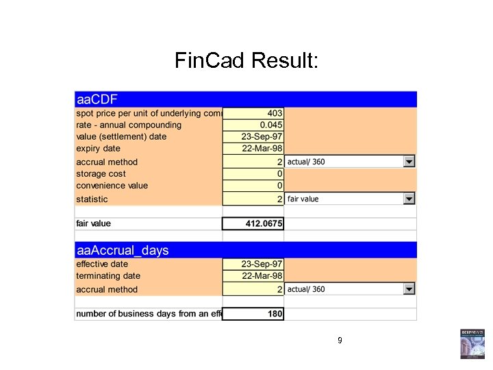 Fin. Cad Result: 9 