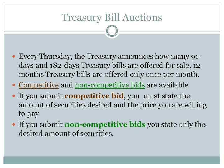 Treasury Bill Auctions Every Thursday, the Treasury announces how many 91 - days and