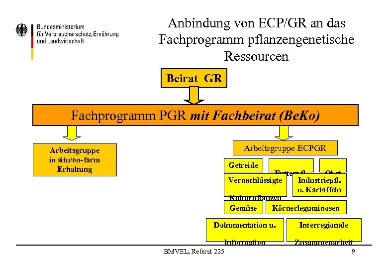 Anbindung von ECP/GR an das Fachprogramm pflanzengenetische Ressourcen Beirat GR Fachprogramm PGR mit Fachbeirat