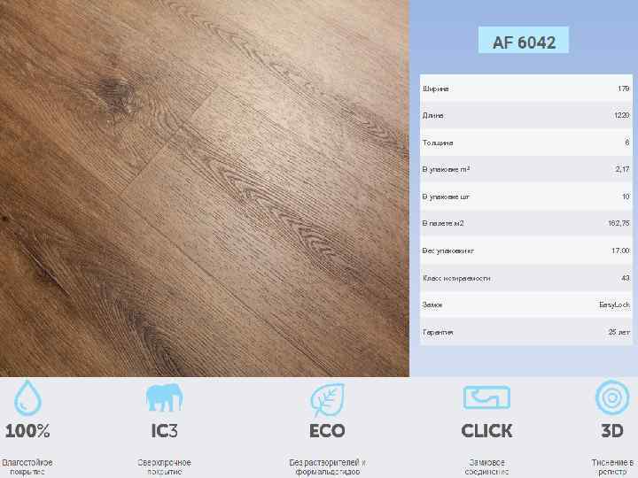 Ширина Длина Толщина 178 1220 6 В упаковке m 2 2, 17 В упаковке