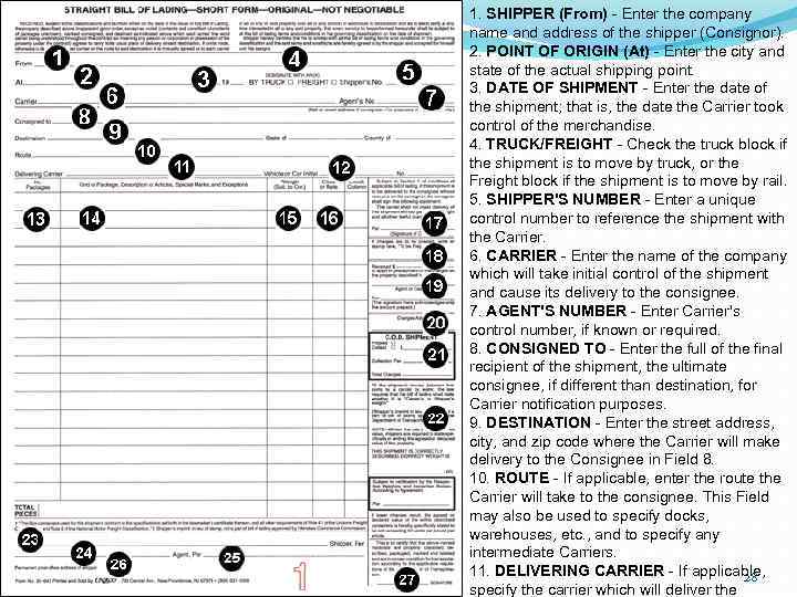 1. SHIPPER (From) - Enter the company name and address of the shipper (Consignor).