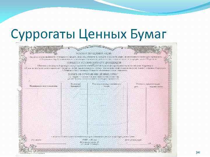 Суррогаты Ценных Бумаг 34 