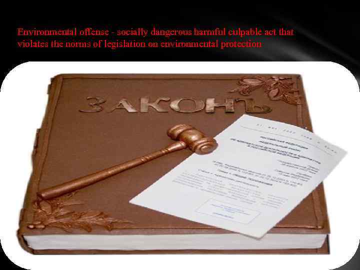 Environmental offense - socially dangerous harmful culpable act that violates the norms of legislation