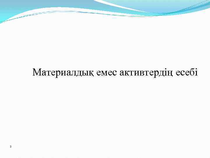 Материалдық емес активтердің есебі 1 