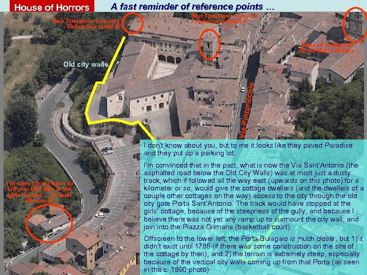 House of Horrors A fast reminder of reference points … San Tommaso convent -