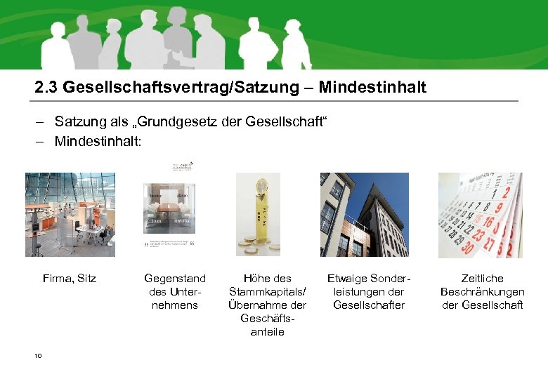 2. 3 Gesellschaftsvertrag/Satzung – Mindestinhalt – Satzung als „Grundgesetz der Gesellschaft“ – Mindestinhalt: Firma,