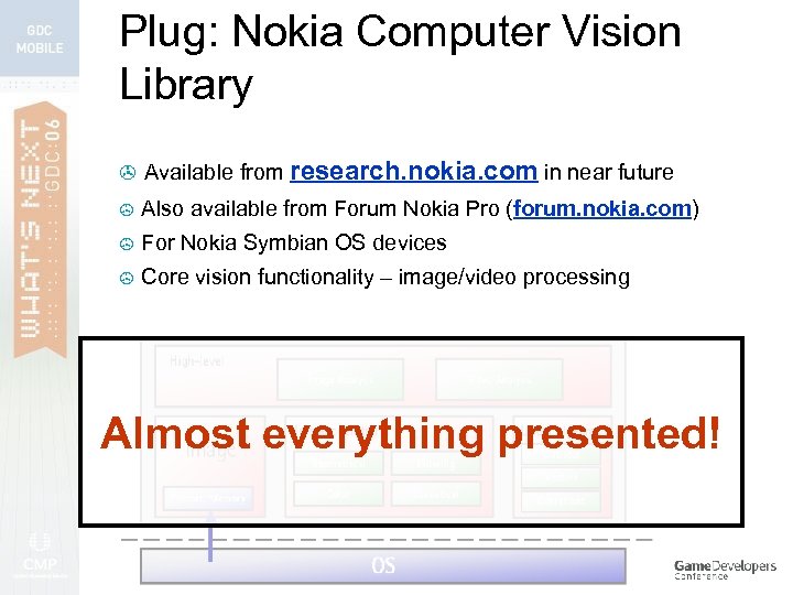 Plug: Nokia Computer Vision Library > Available from research. nokia. com in near future