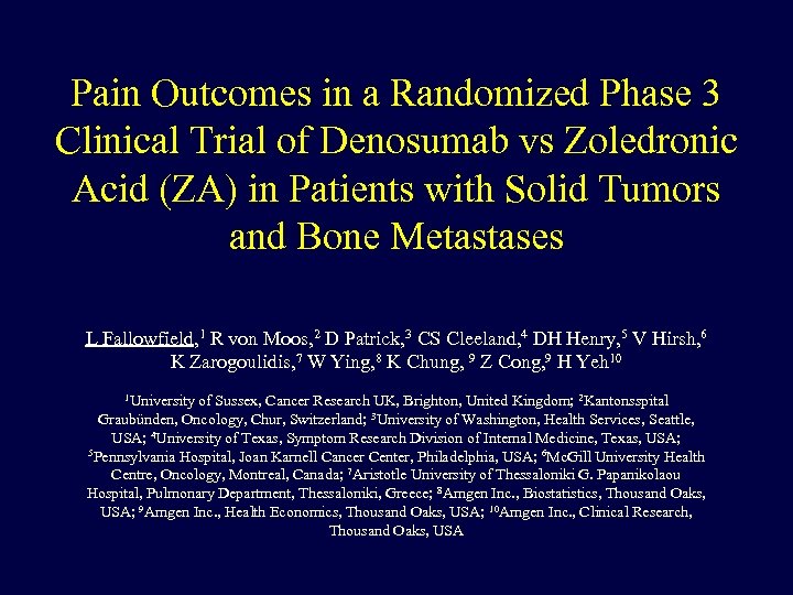 Pain Outcomes in a Randomized Phase 3 Clinical Trial of Denosumab vs Zoledronic Acid
