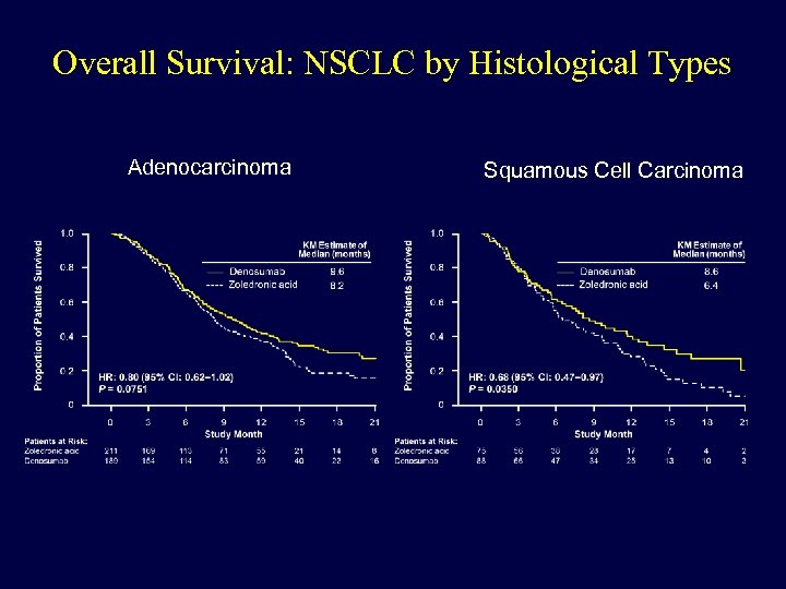 Overall Survival: NSCLC by Histological Types Adenocarcinoma Squamous Cell Carcinoma 