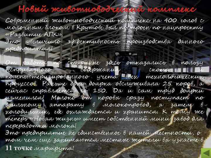 Новый животноводческий комплекс Современный животноводческий комплекс на 400 голов с молочным блоком в Крутове