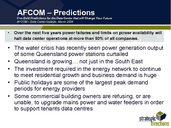 AFCOM – Predictions Five Bold Predictions for the Data Center that will Change Your