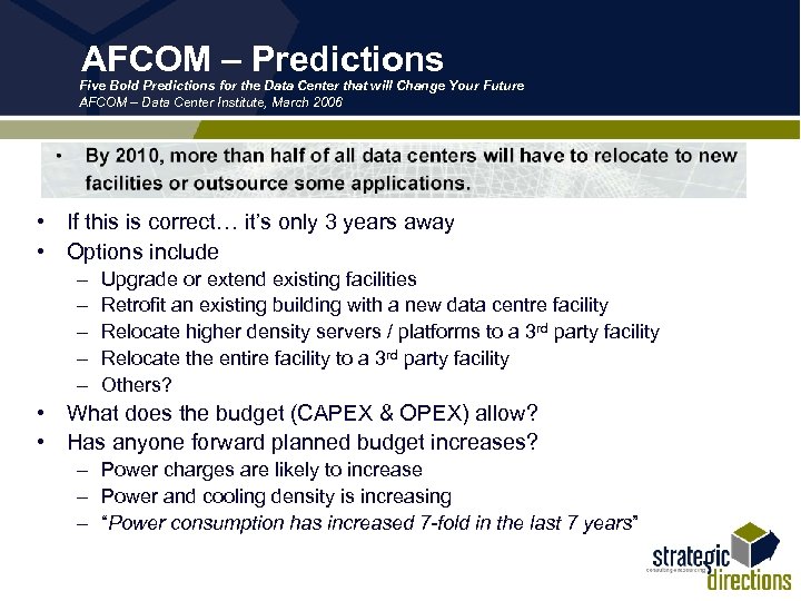 AFCOM – Predictions Five Bold Predictions for the Data Center that will Change Your