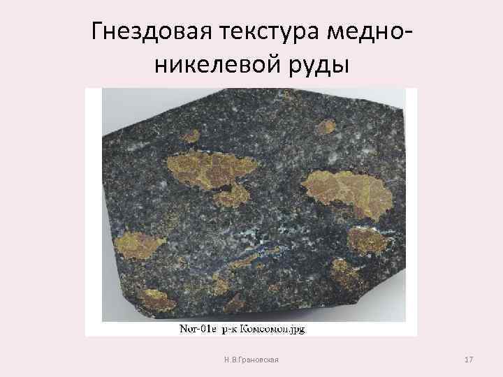 Гнездовая текстура медноникелевой руды Н. В. Грановская 17 