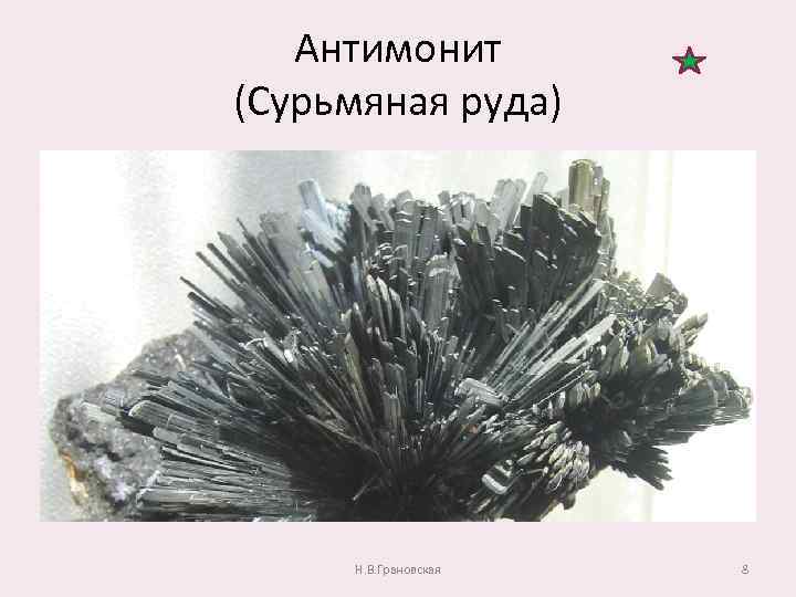 Антимонит (Сурьмяная руда) Н. В. Грановская 8 