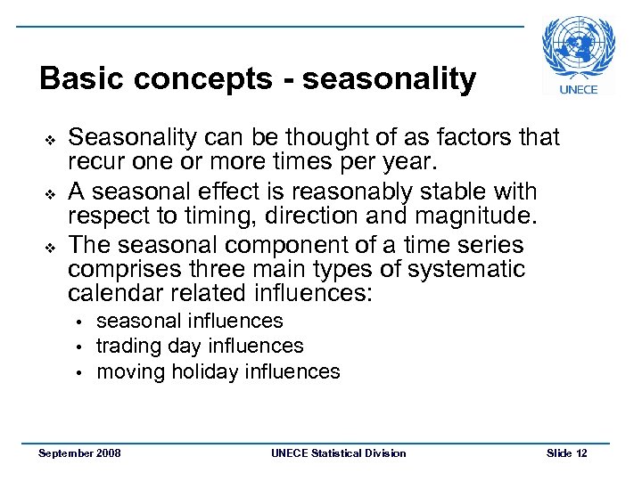 Basic concepts - seasonality v v v Seasonality can be thought of as factors