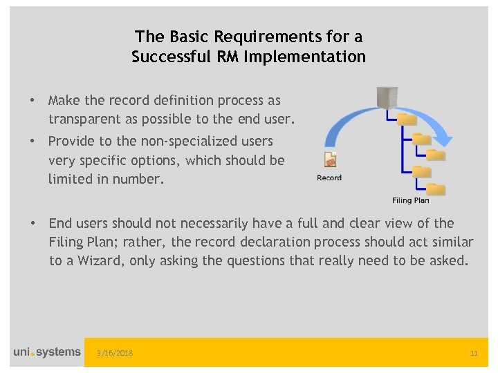 The Basic Requirements for a Successful RM Implementation • Make the record definition process