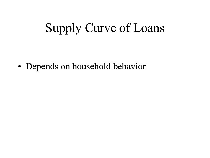Supply Curve of Loans • Depends on household behavior 