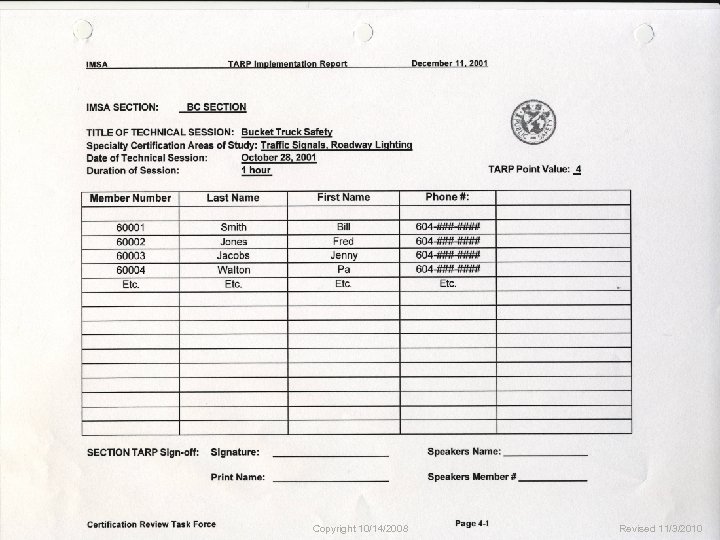 TARP Implementation Form Copyright 10/14/2008 Revised 11/3/2010 