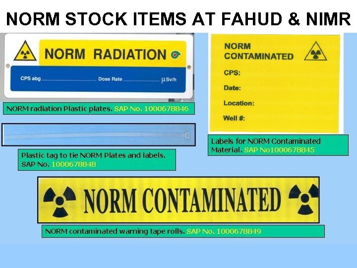 NORM STOCK ITEMS AT FAHUD & NIMR 
