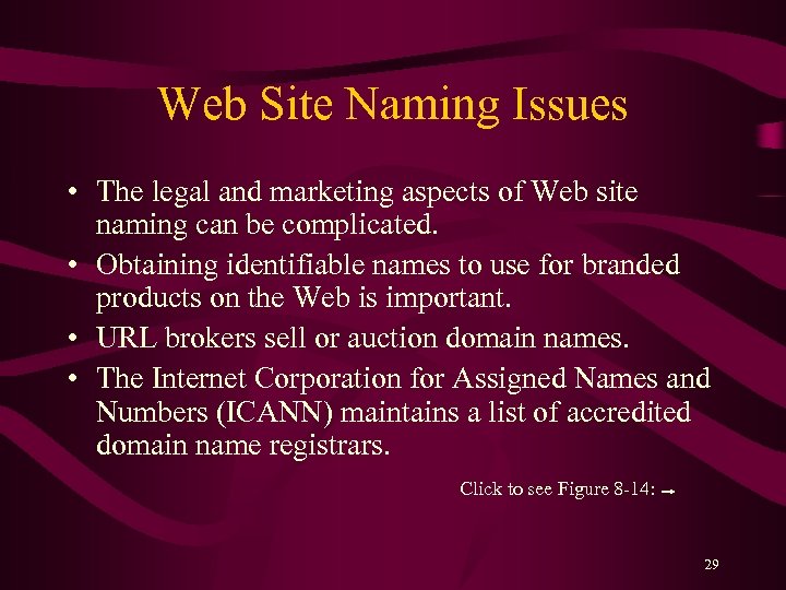 Web Site Naming Issues • The legal and marketing aspects of Web site naming
