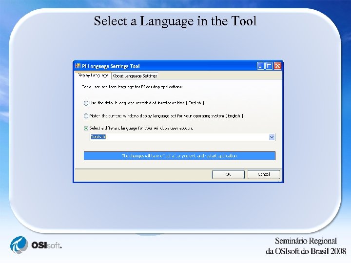 Select a Language in the Tool 