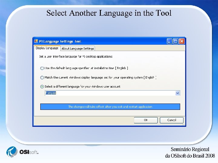 Select Another Language in the Tool 