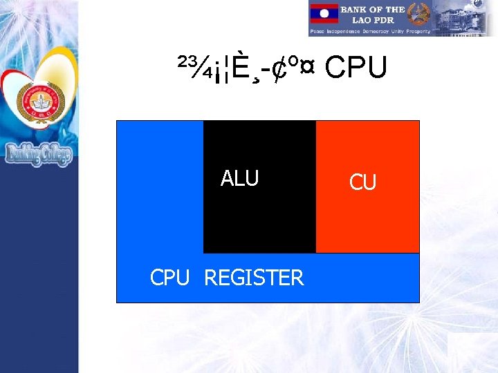 ²¾¡¦È¸ ¢º¤ CPU ALU CPU REGISTER CU 