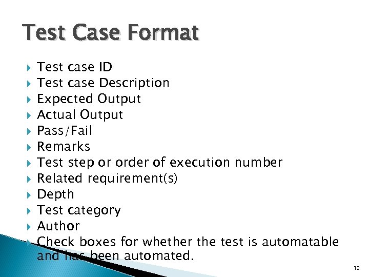 Test Case Format Test case ID Test case Description Expected Output Actual Output Pass/Fail