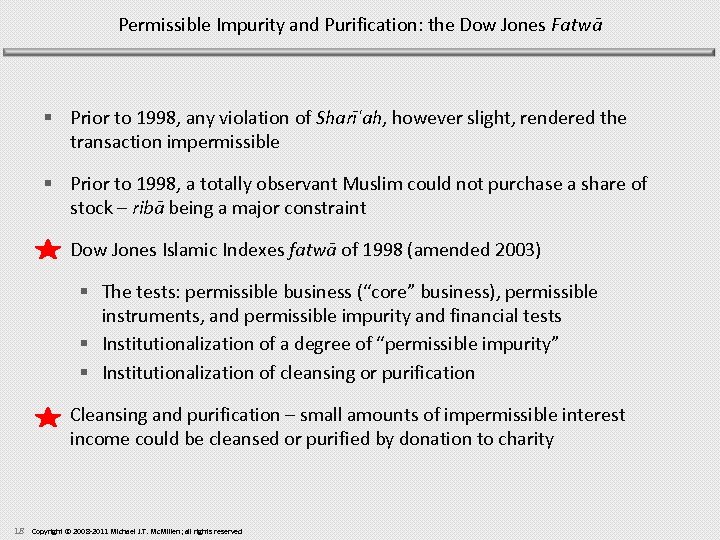 Permissible Impurity and Purification: the Dow Jones Fatwā § Prior to 1998, any violation