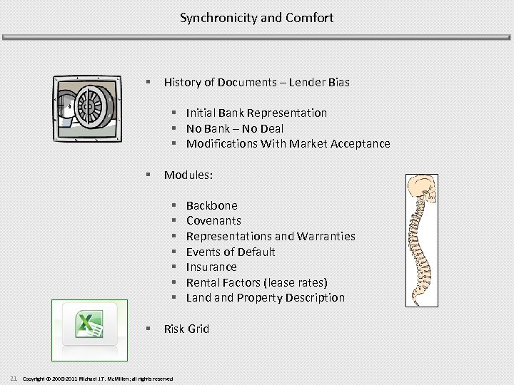 Synchronicity and Comfort § History of Documents – Lender Bias § Initial Bank Representation