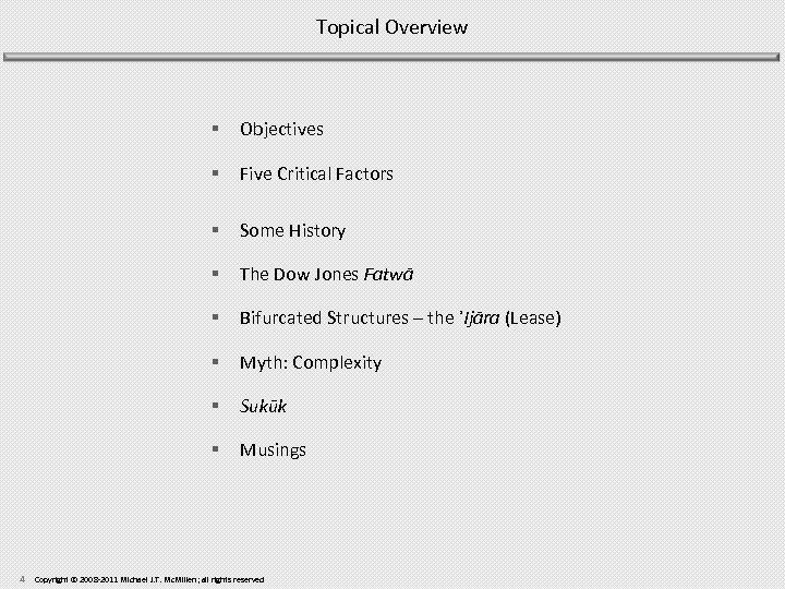 Topical Overview § § Five Critical Factors § Some History § The Dow Jones