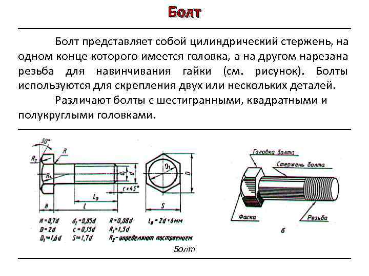 Обозначение резьбы на болте на чертеже