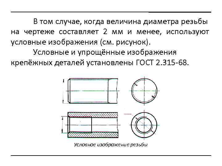 Упрощенное обозначение резьбы на чертеже гост