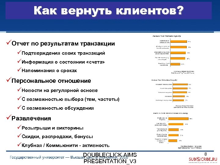 Как вернуть клиентов? üОтчет по результатам транзакции üПодтверждения своих транзакций üИнформация о состоянии «счета»