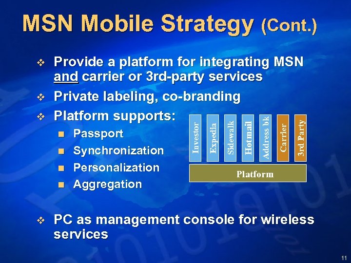 MSN Mobile Strategy (Cont. ) n n v 3 rd Party Carrier Address bk