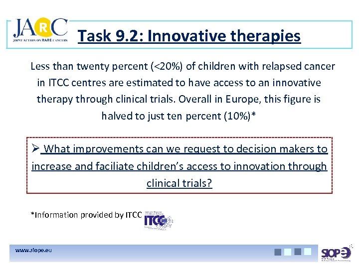 Task 9. 2: Innovative therapies Less than twenty percent (<20%) of children with relapsed