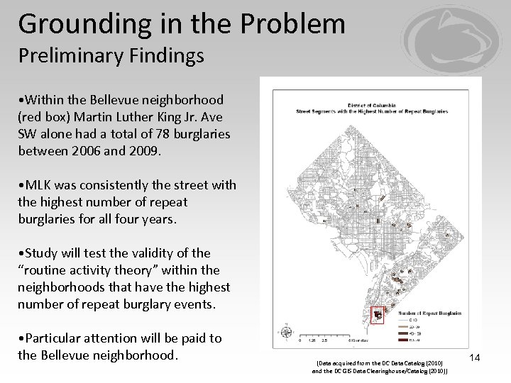 Grounding in the Problem Preliminary Findings • Within the Bellevue neighborhood (red box) Martin