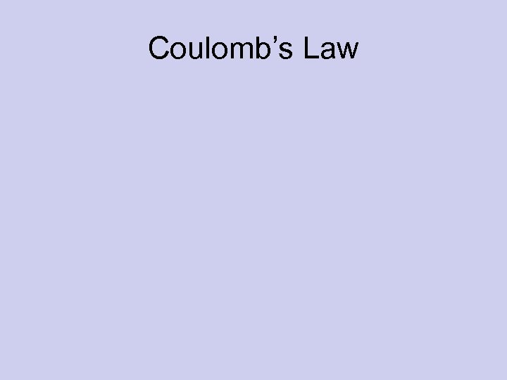 Coulomb’s Law 