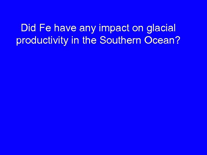 Did Fe have any impact on glacial productivity in the Southern Ocean? 