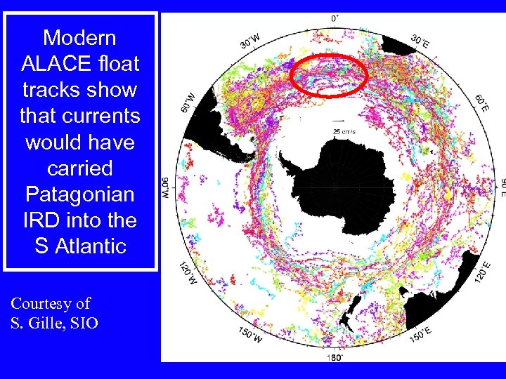 Modern ALACE float tracks show that currents would have carried Patagonian IRD into the