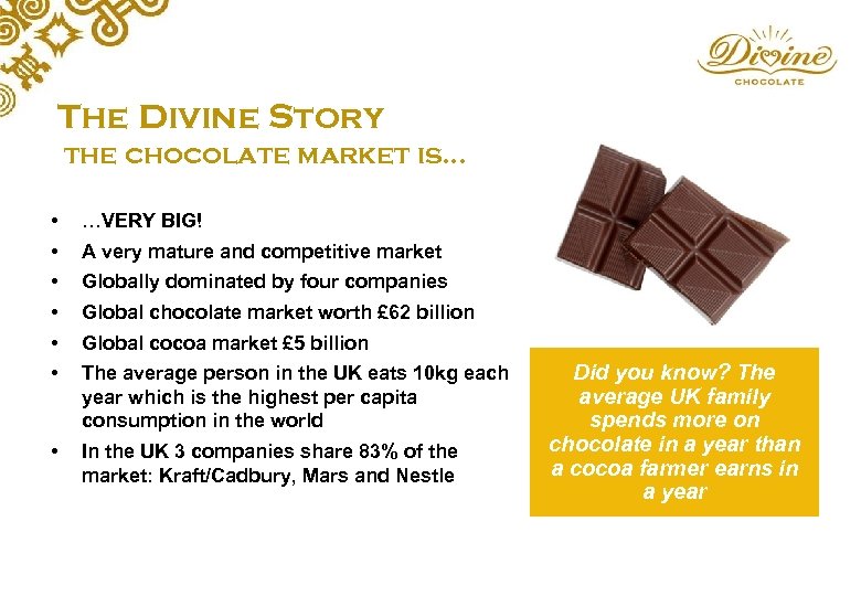 The Divine Story the chocolate market is… • • • …VERY BIG! • In