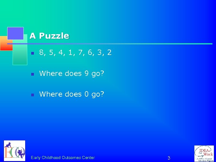 A Puzzle n 8, 5, 4, 1, 7, 6, 3, 2 n Where does